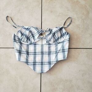 Princess Polly JGR & STN brand CAMI CORSET BLUE CHECK used size 2